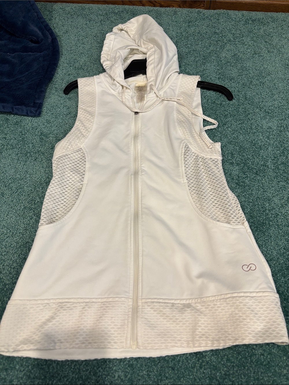 Calia Athletic Hooded Vest White Women’s XS EUC Zip Front